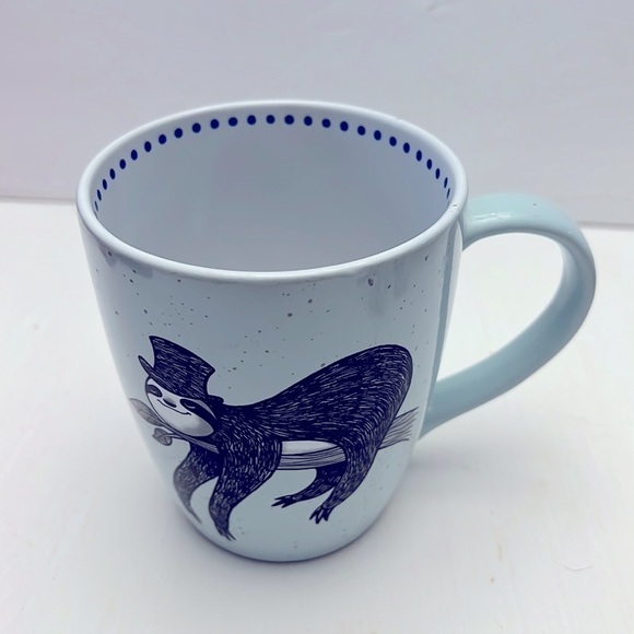 Kensie Home Aqua Blue Speckled Ceramic Coffee Tea Mug Sloth Wearing Top Hat - Picture 3 of 7